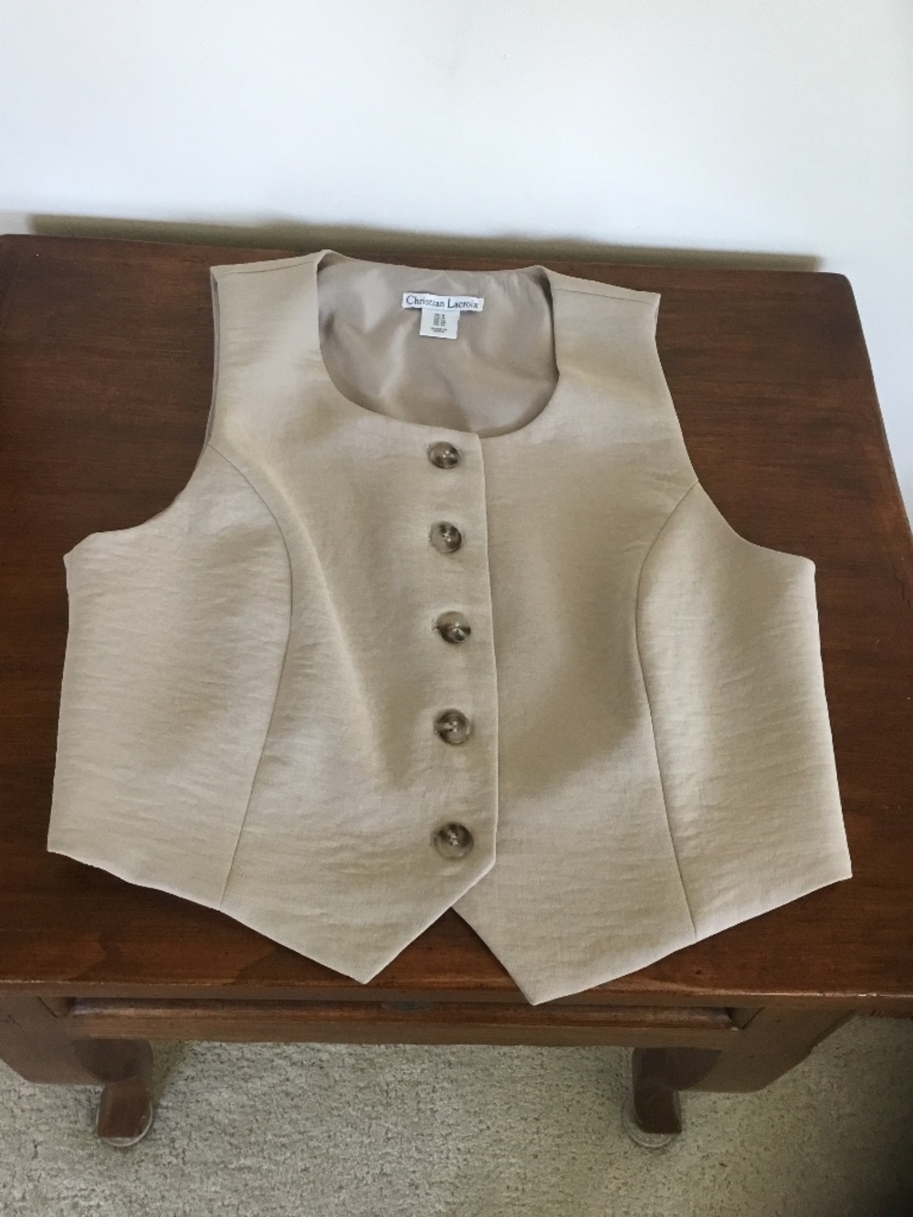 Christian Lacroix Button Down Taupe Vest